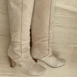 Cream Suede Zara 100% Suede Knee Boots